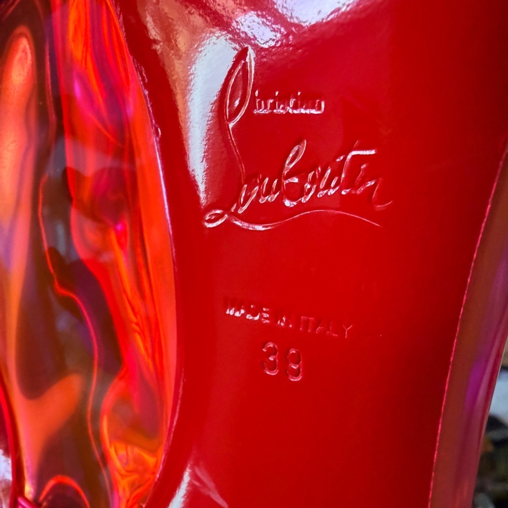 Christian Louboutin Debout Condorapik 100 Hot Pink Vinyl Patent Leather Pump 39 - Picture 11 of 12